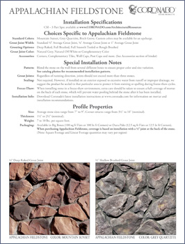 Appalachian Fieldstone Specification Sheet