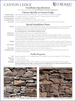 Canyon Ledge Specification Sheet