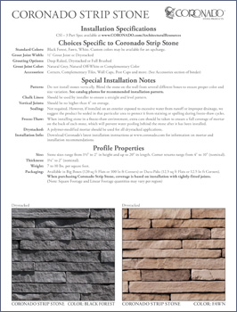 Coronado Strip Stone Specification Sheet