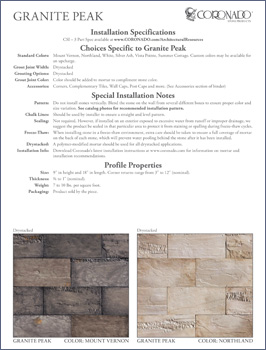 Granite Peak Specification Sheet