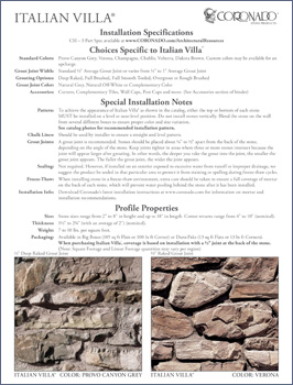 Italian Villa Specification Sheet