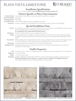 Playa Vista Limestone Specification Sheet