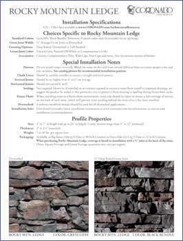 Rocky Mountain Ledge Specification Sheet