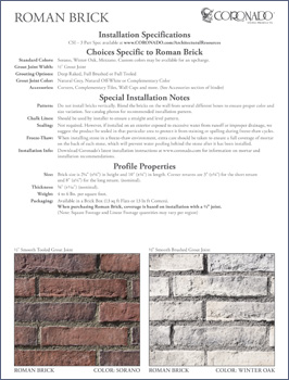 Roman Brick Specification Sheet