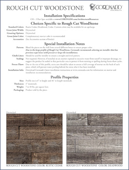 Rough Cut WoodStone Specification Sheet