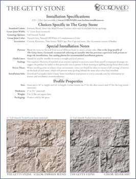The Getty Stone Specification Sheet