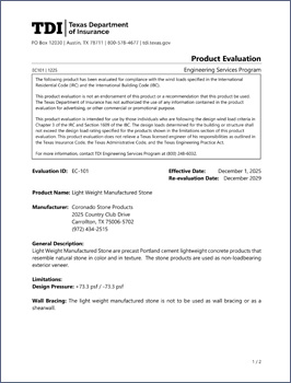TDI Product Evaluation - Texas