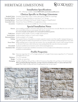 Heritage Limestone Specification Sheet